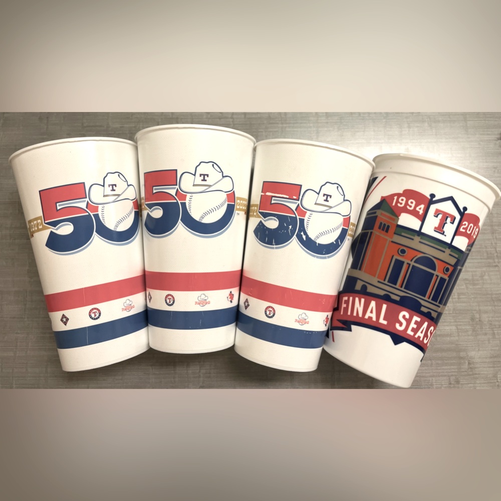 4 Collectible Texas Rangers MLB Souvenir Cups